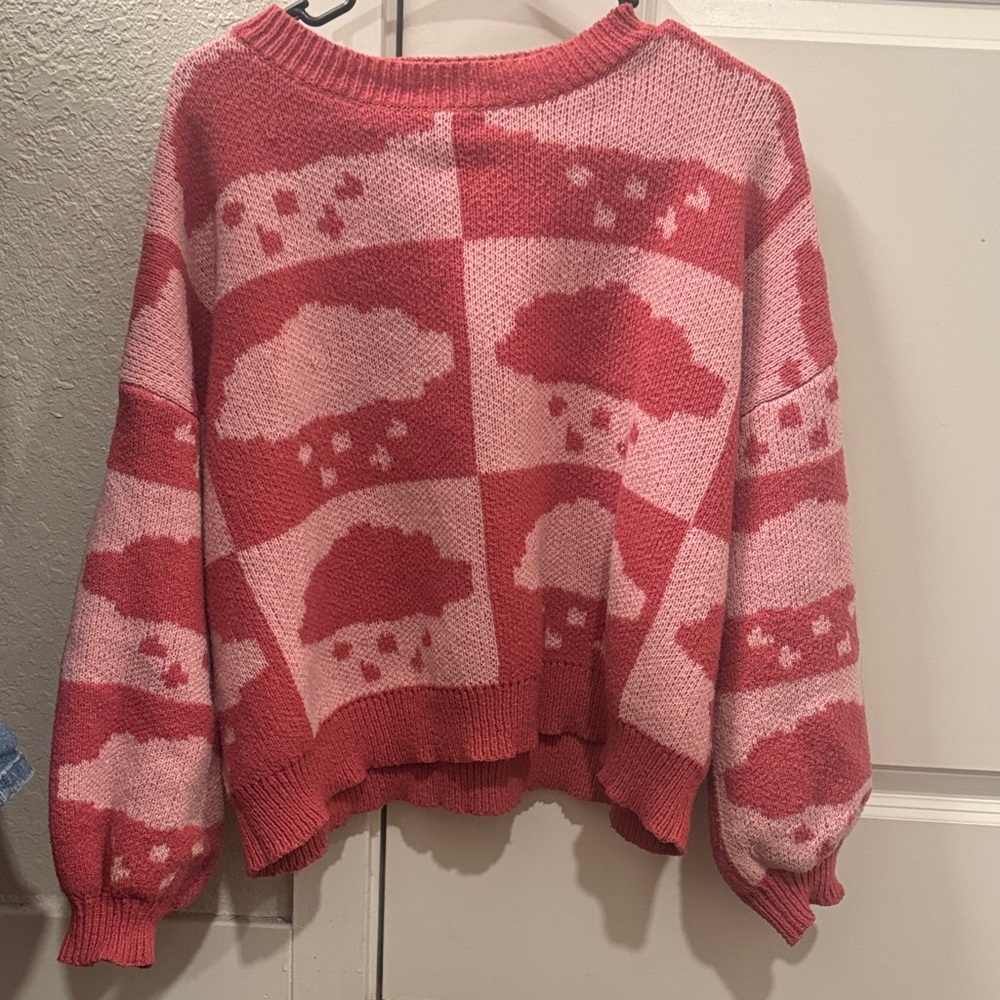 Cloud Patterned Pink Sweater - image 1
